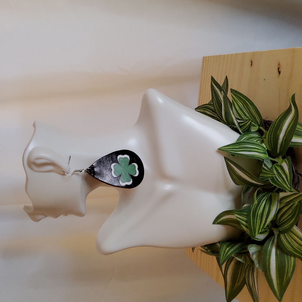 Black Shamrock Earrings